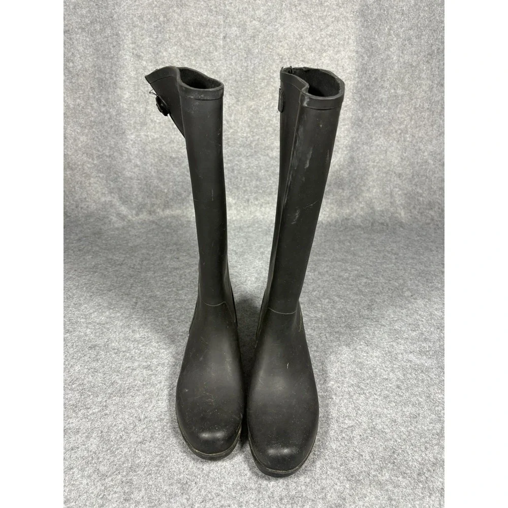 Style #17967 Tall Back Zip Rain Boots 8‎ Black Waterproof Rubber